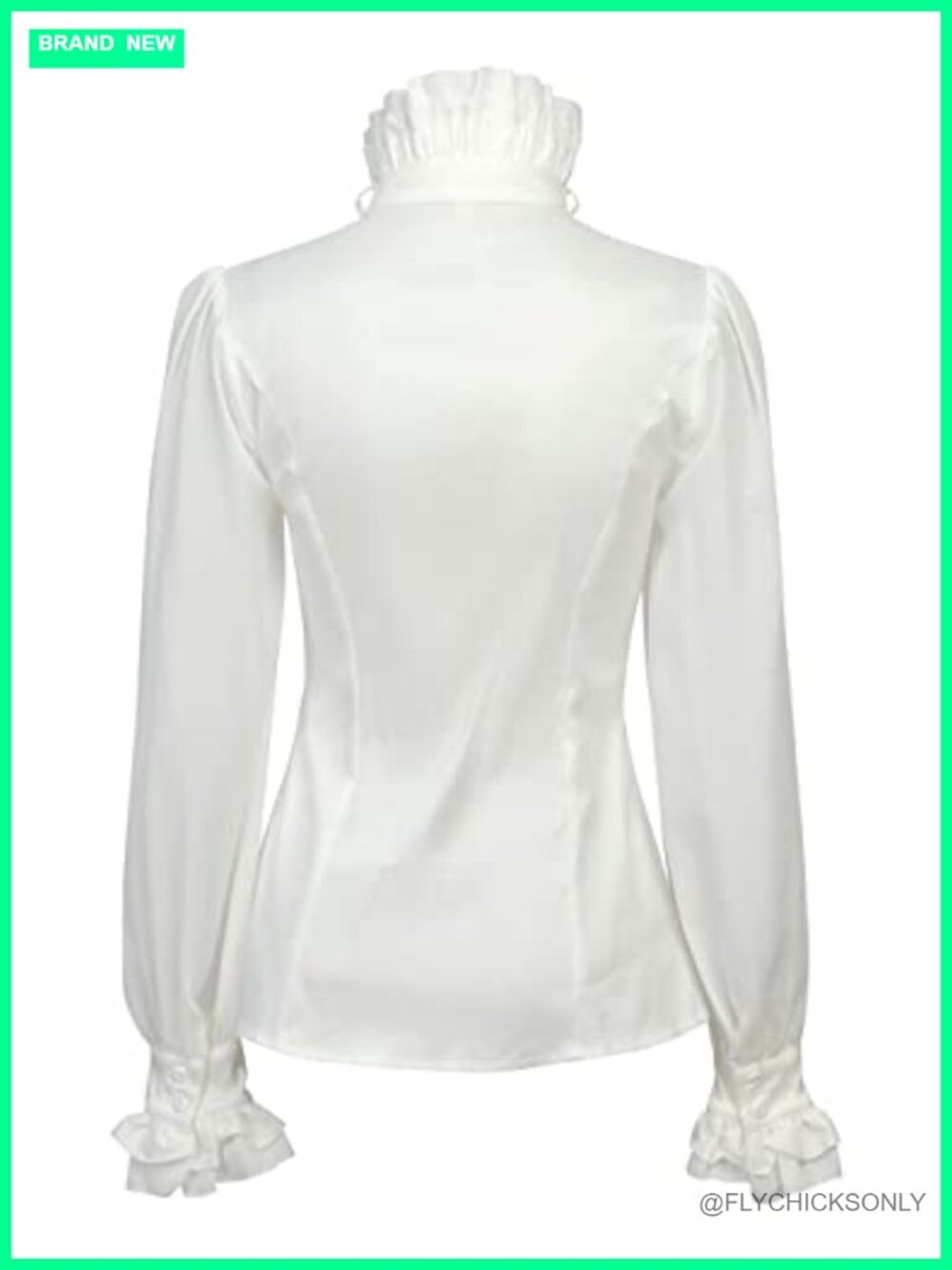 Victorian Gothic Renaissance Ruffled Button Down Blouse Steampunk Cosplay - Picture 2 of 5